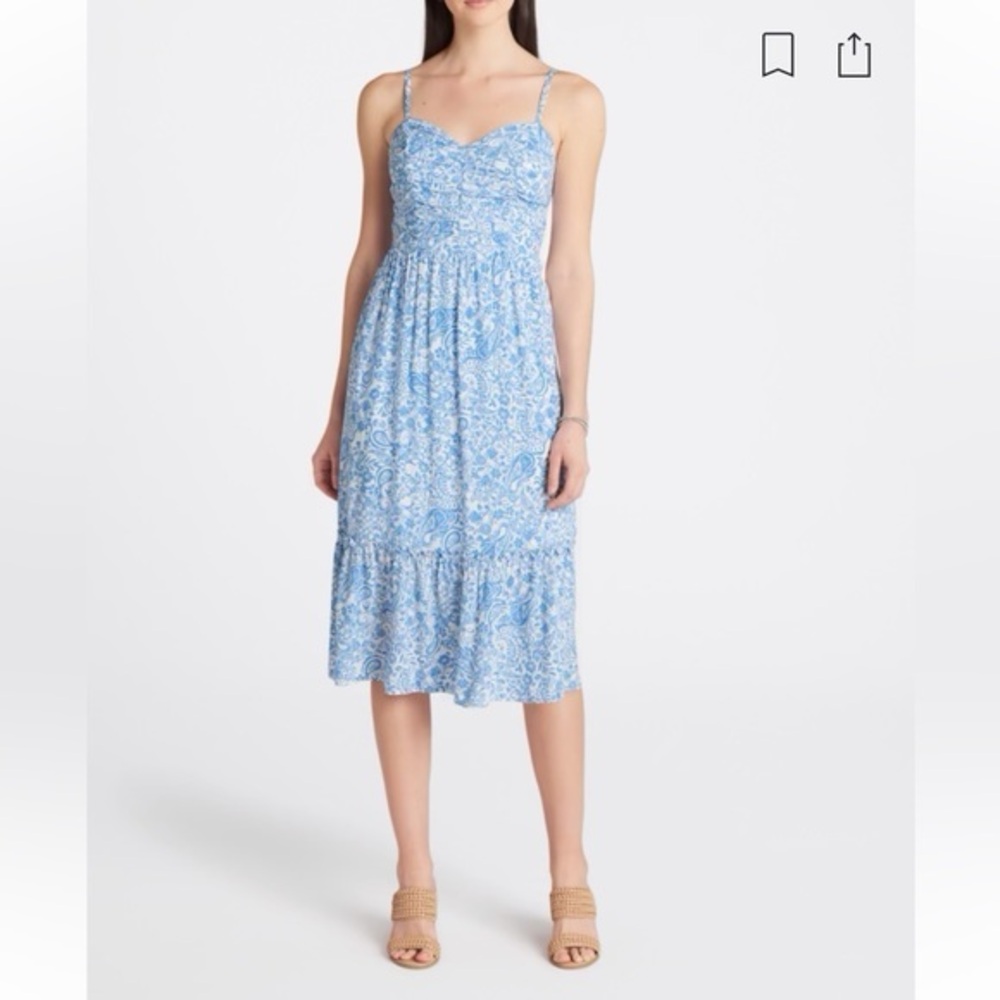 NWT The General Good- Ruched Midi Dress